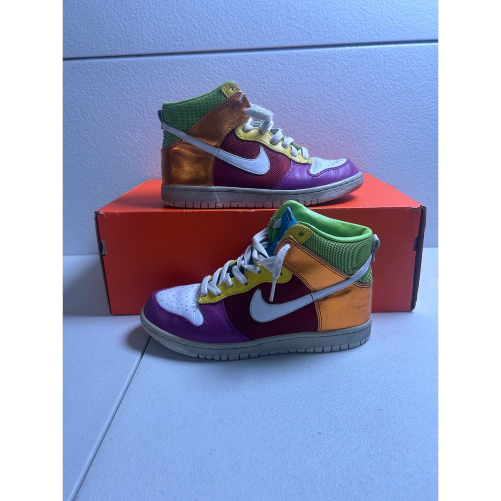 Vintage 2008 Nike Dunk High Multi-Color Metallic 7 #3197